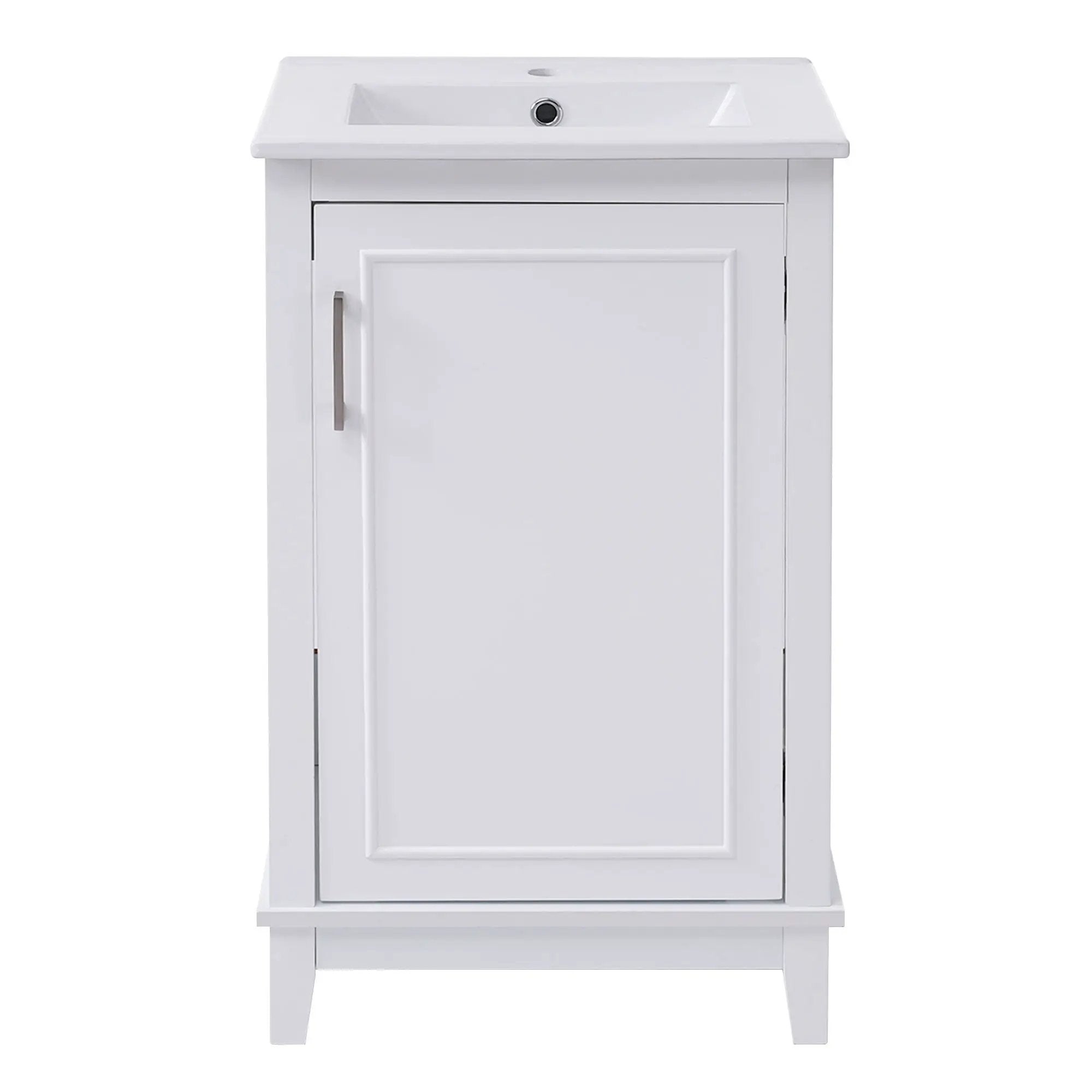 Modern Small Bathroom Vanity Cabinet With Ceramic Basin, Ample Storage, 1 Soft Close Door by Unique Piece Furniture