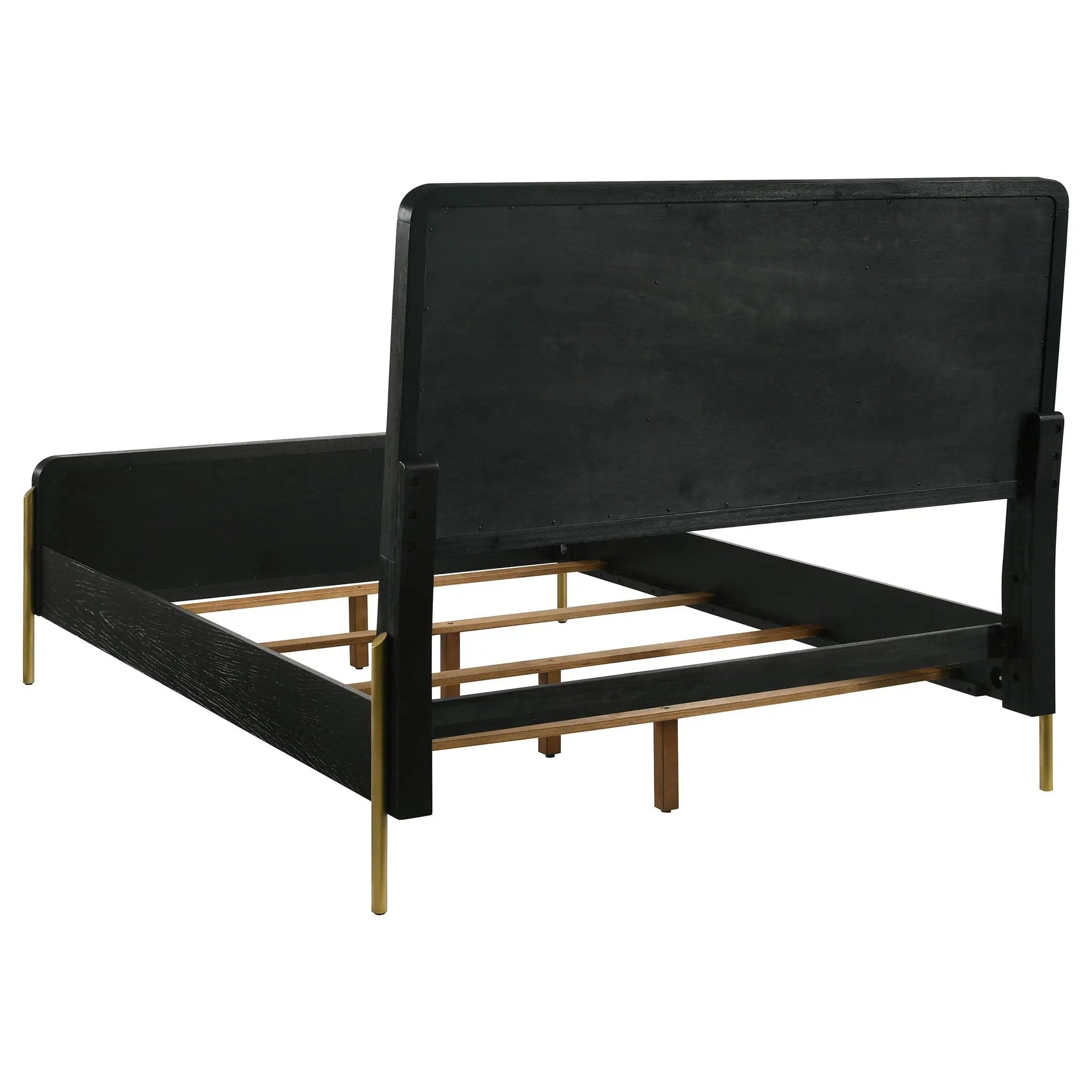 Arini Rattan Queen Panel Bed Black and Natural by Unique Piece Furniture