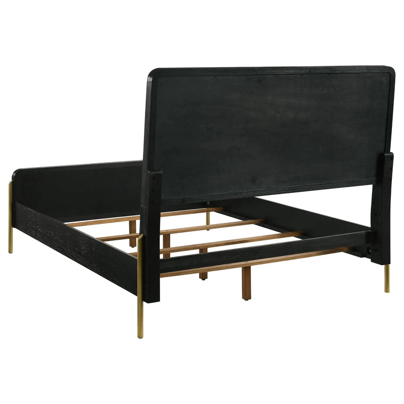 Arini Rattan Queen Panel Bed Black and Natural by Unique Piece Furniture