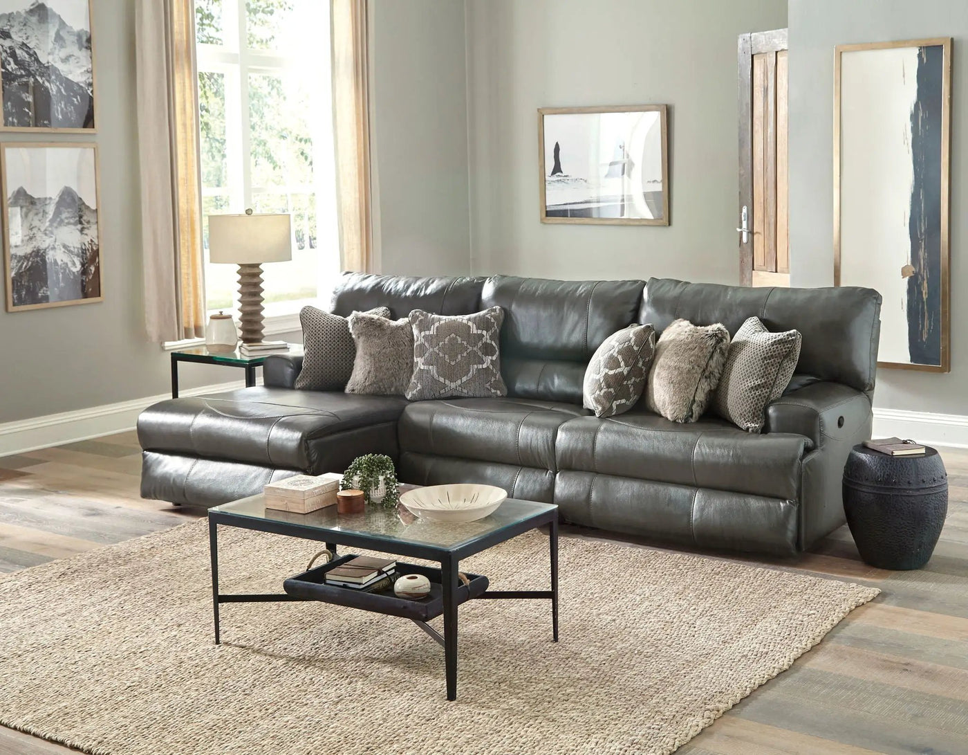Como - 3 Piece Italian Leather Match Reclining Sectional by Unique Piece Furniture