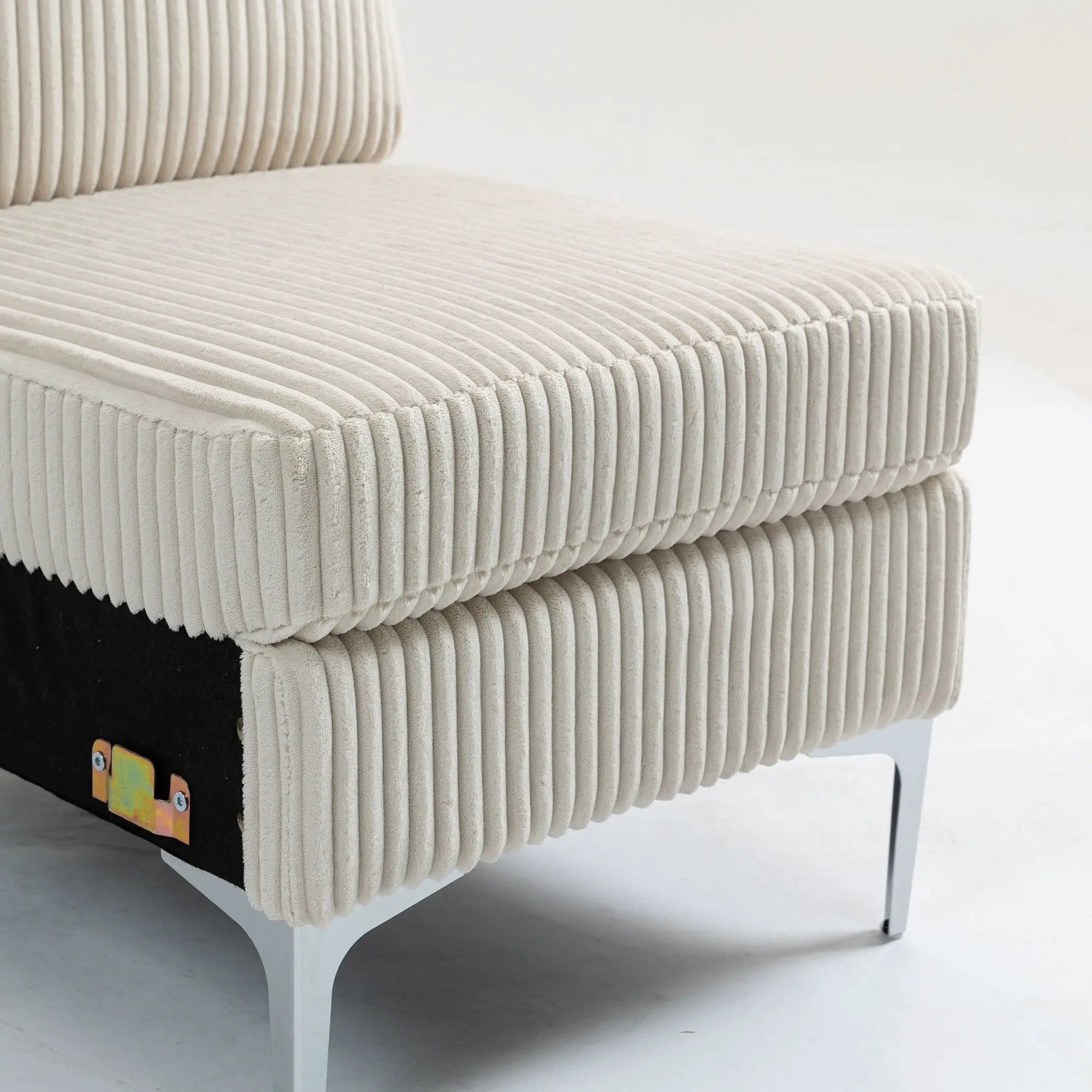Single Couch Modular Armless Accent Chair With Back Cushion