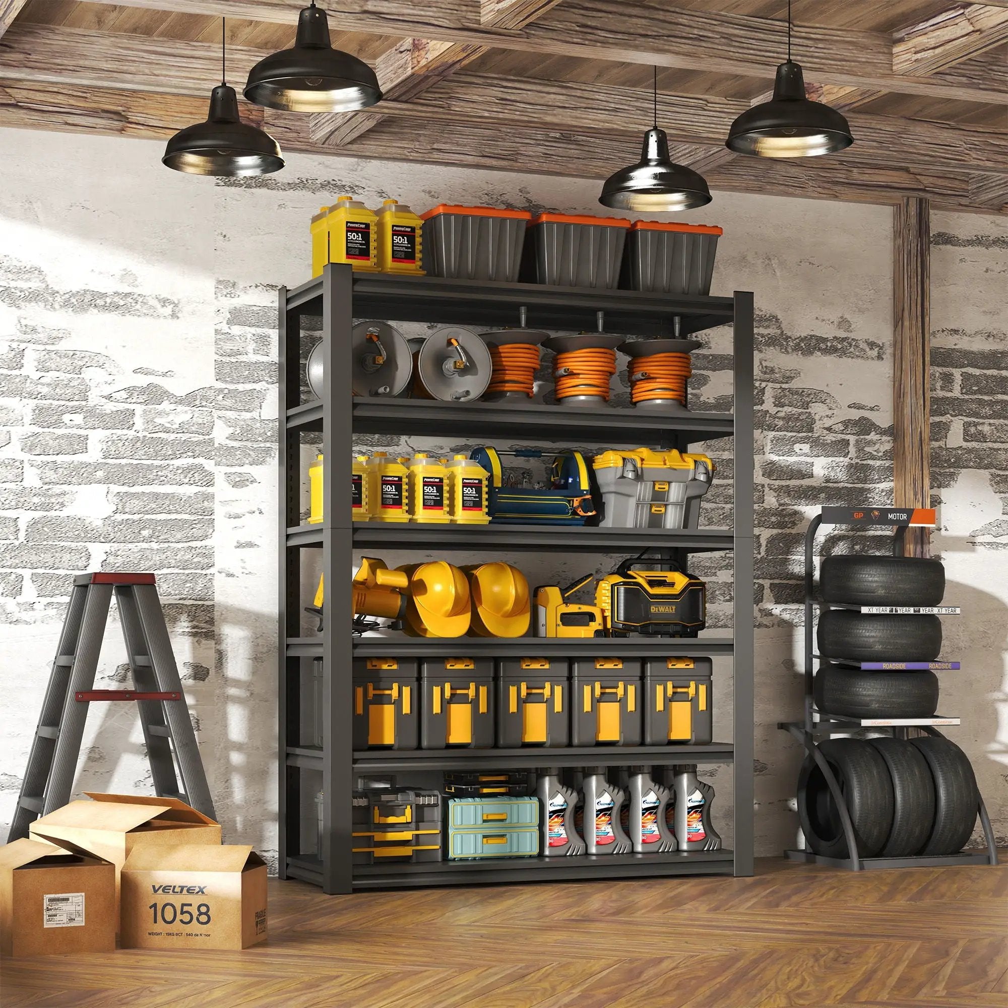 Industrial Heavy Duty Metal Garage Shelving Unit, Adjustable Storage Rack by HouseOfZazla