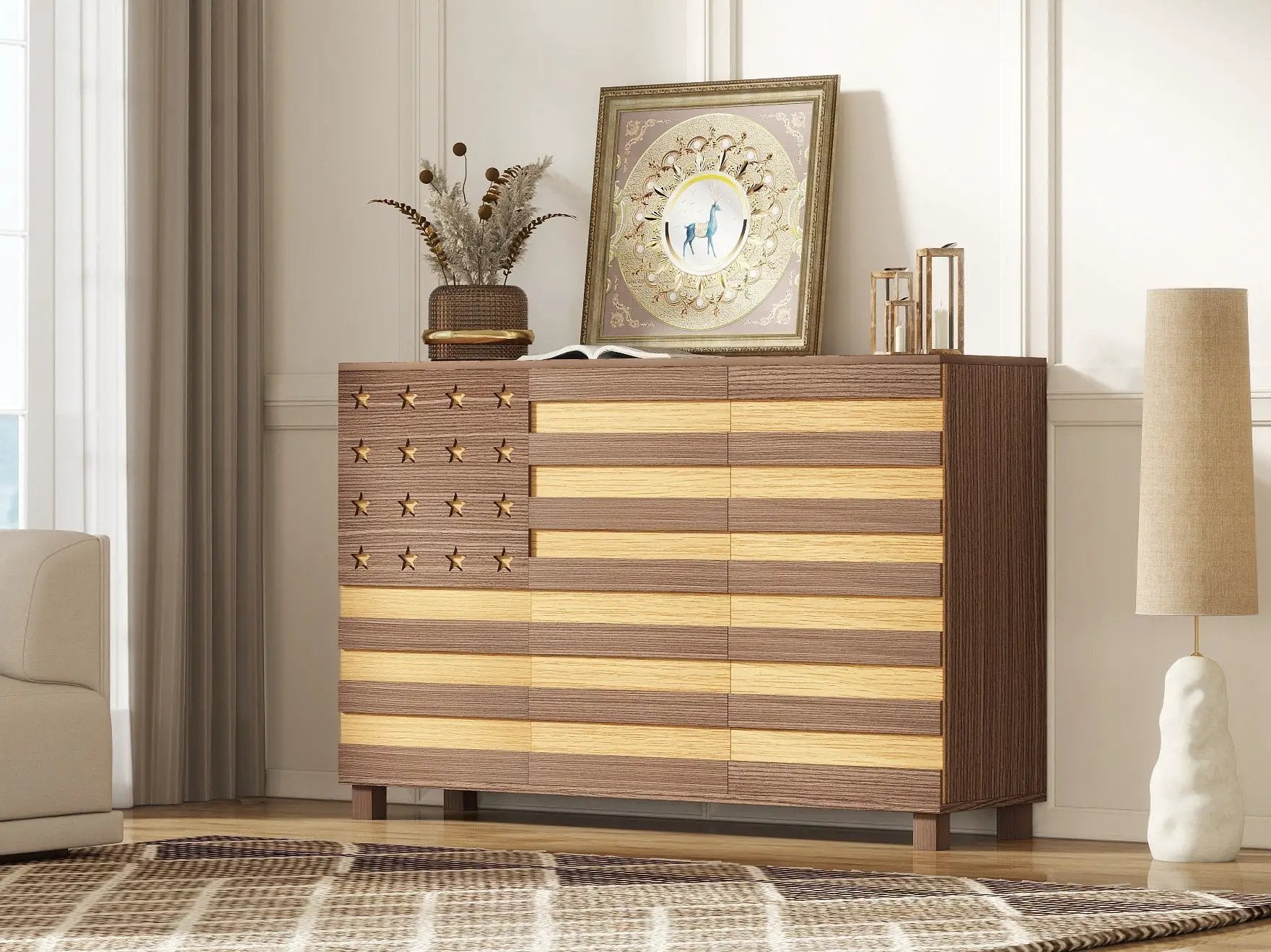 55-Inch Hand-Carved Buffet Sideboard Cabinet by HouseOfZazla