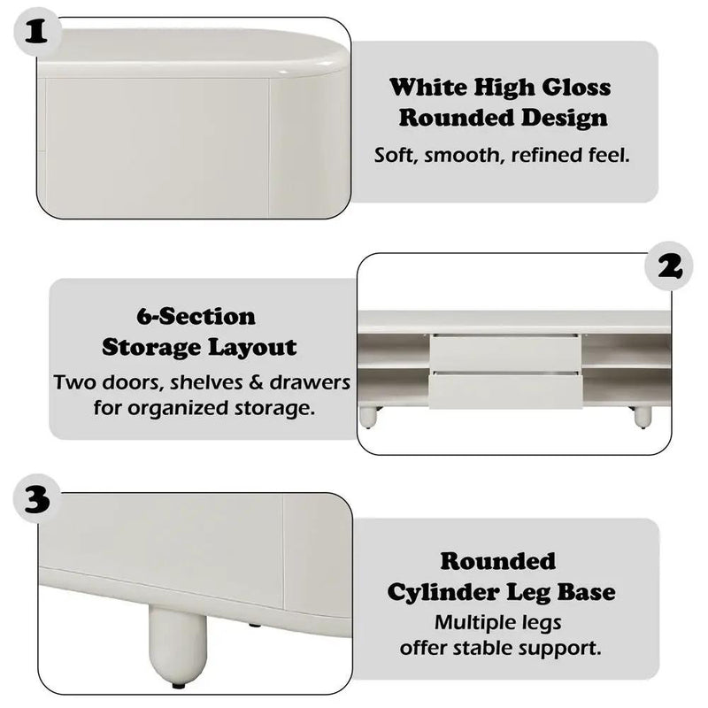 Keely - TV Stand - White High Gloss by Unique Piece Furniture