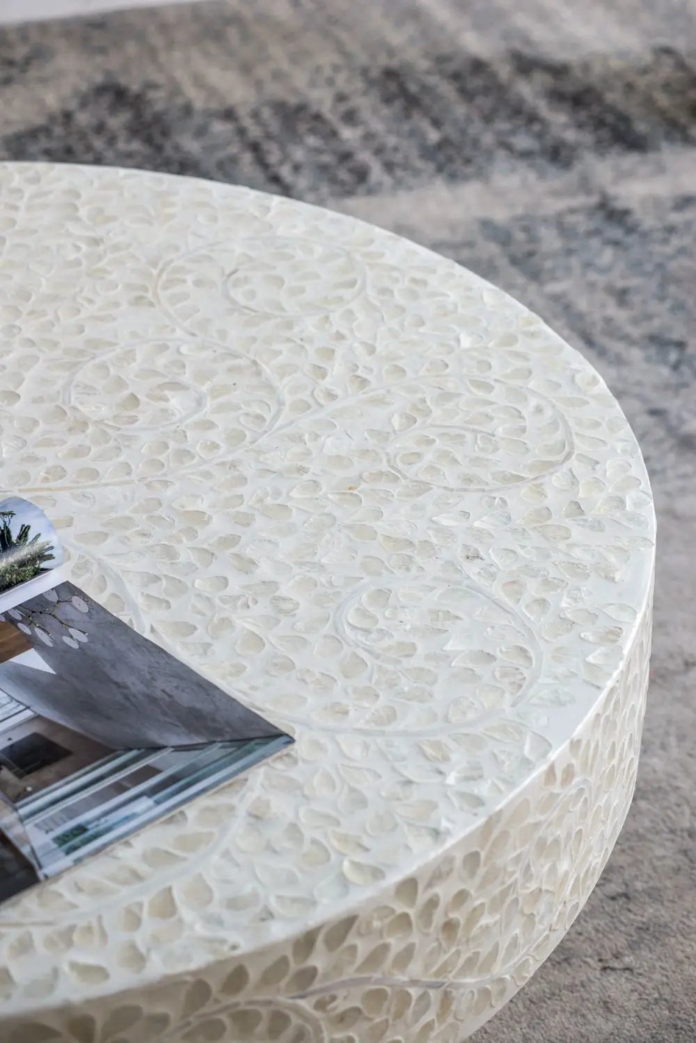 Unique Capiz Coffee Table & Pedestal Base by Unique Piece Furniture