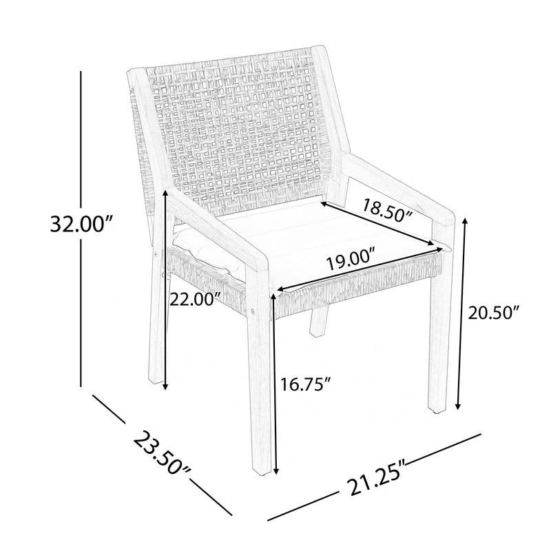 Outdoor Dining Chair - Acacia Wood & Wicker by HouseOfZazla