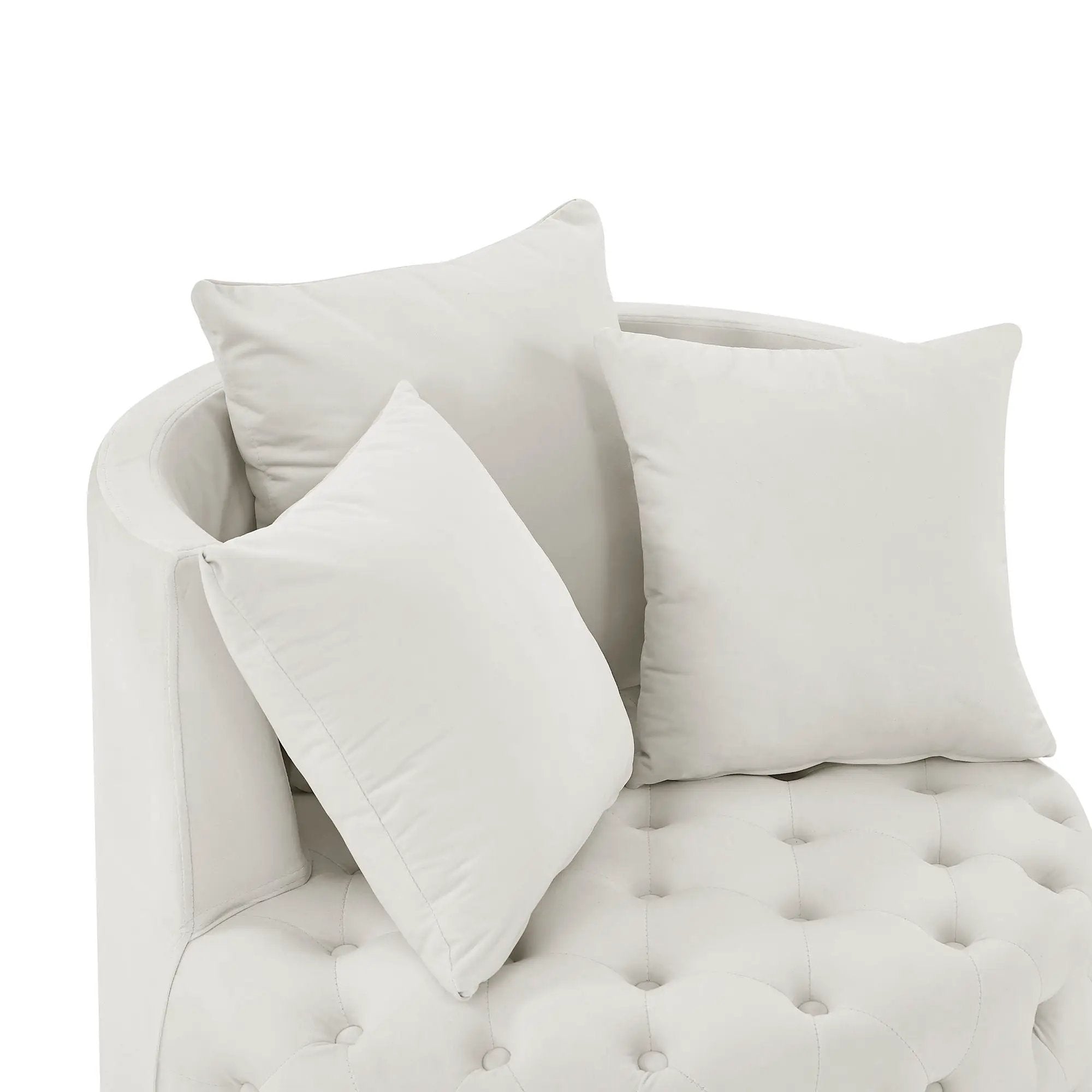Modern Upholstered Swivel Chair With Button Tufted Design And Movable Wheels by HouseOfZazla