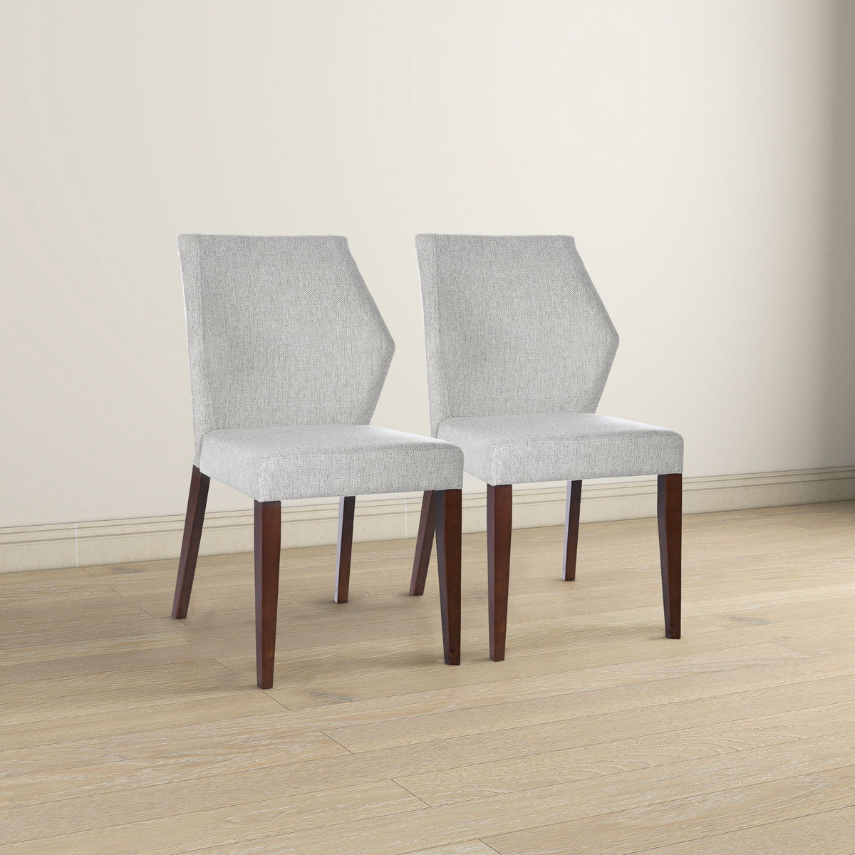 Light Gray Dining Chair Set of 2 with Solid Wood Frame - Upholstered, photo 8 of 9