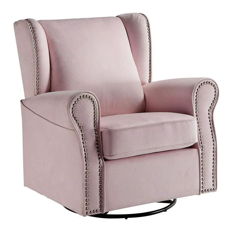 Tamaki - Swivel Chair With Glider - Pink Fabric by Unique Piece Furniture