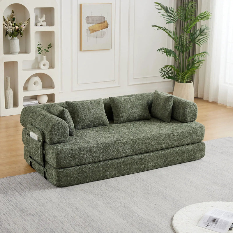 Convertible Sleeper Sofa Bed With Cylindrical Pillow by HouseOfZazla