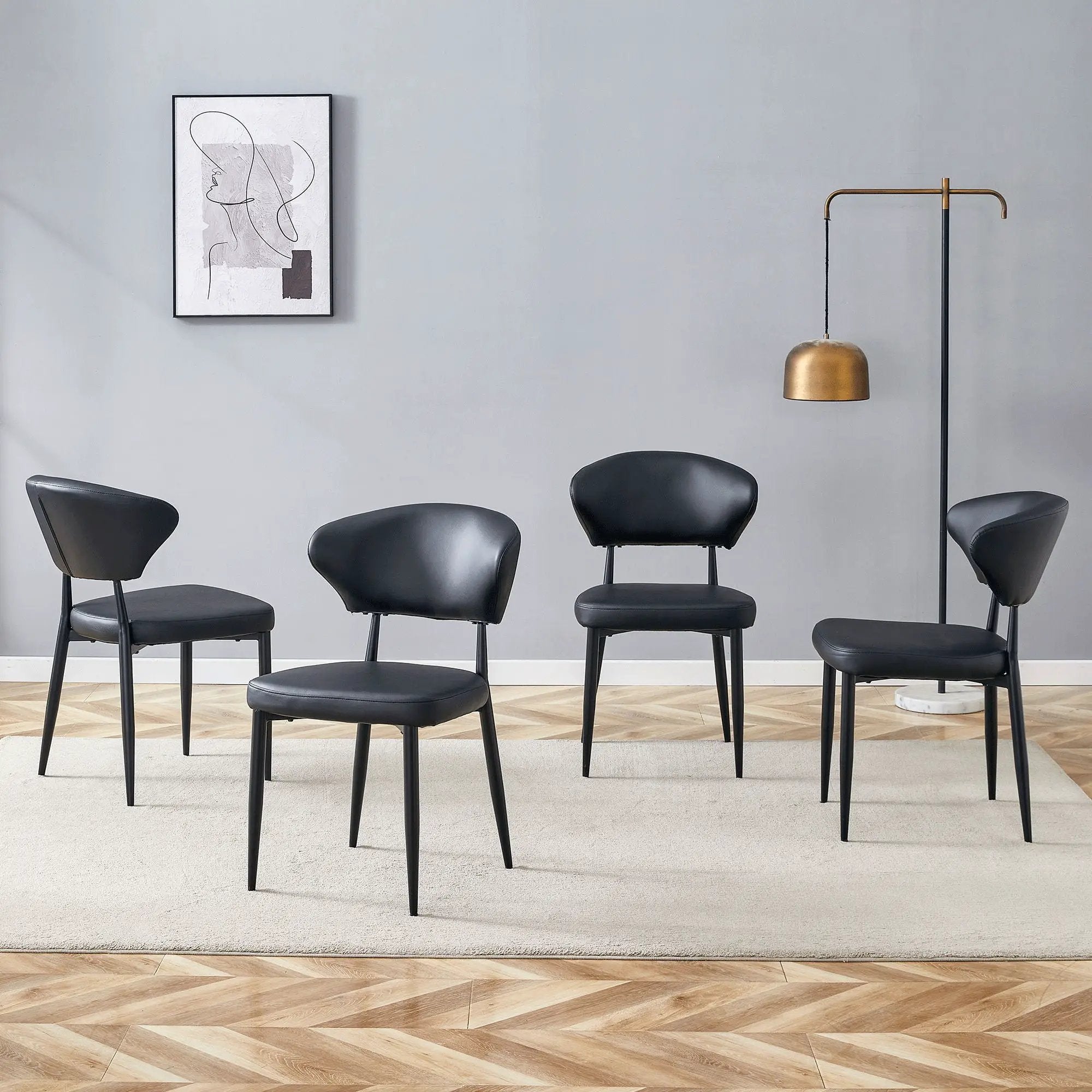 Minimalist Ergonomic Dining Chair With Curved Backres (Set of 4) by Unique Piece Furniture