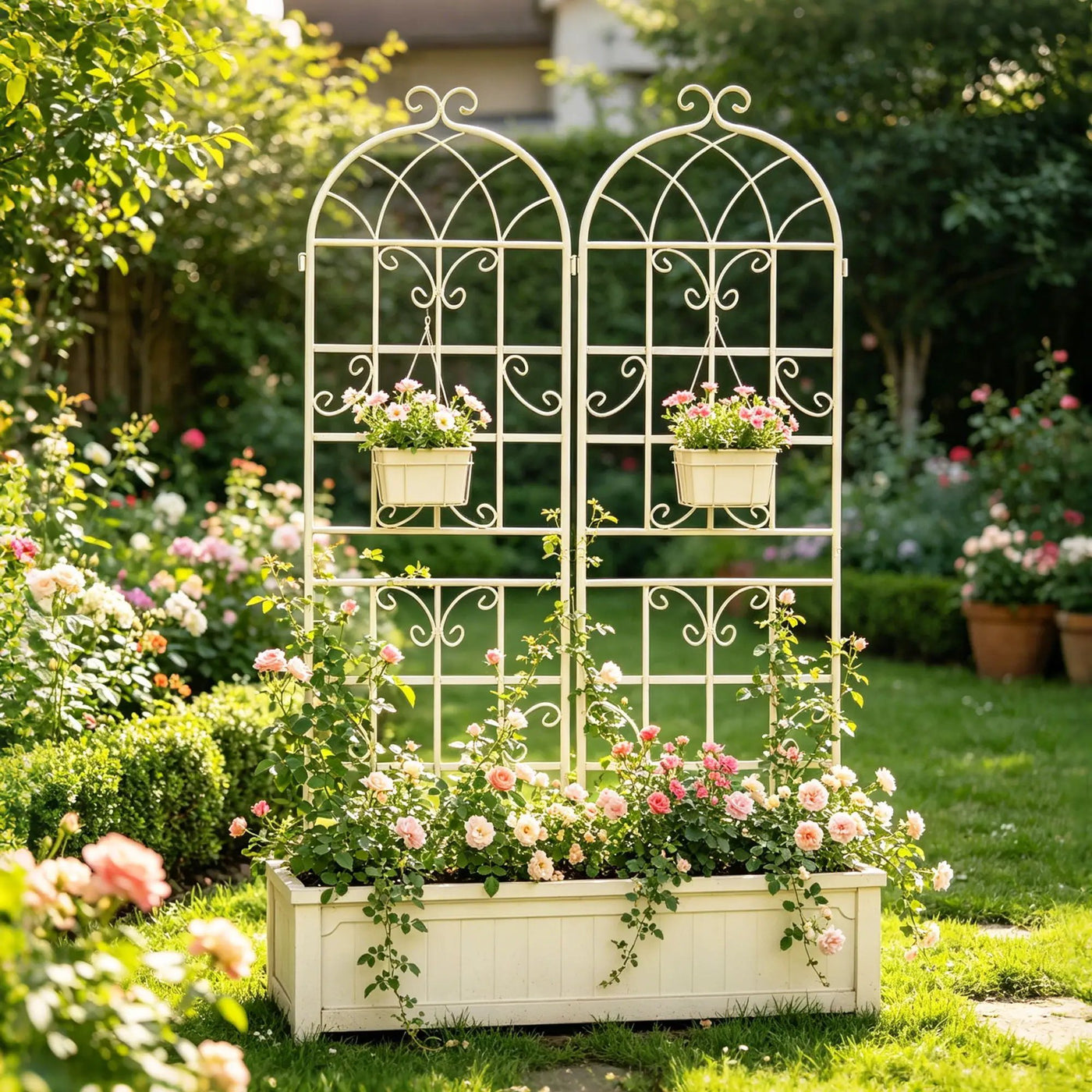 Metal Garden Rustproof Trellis For Climbing Plants Outdoor Flower Support by HouseOfZazla
