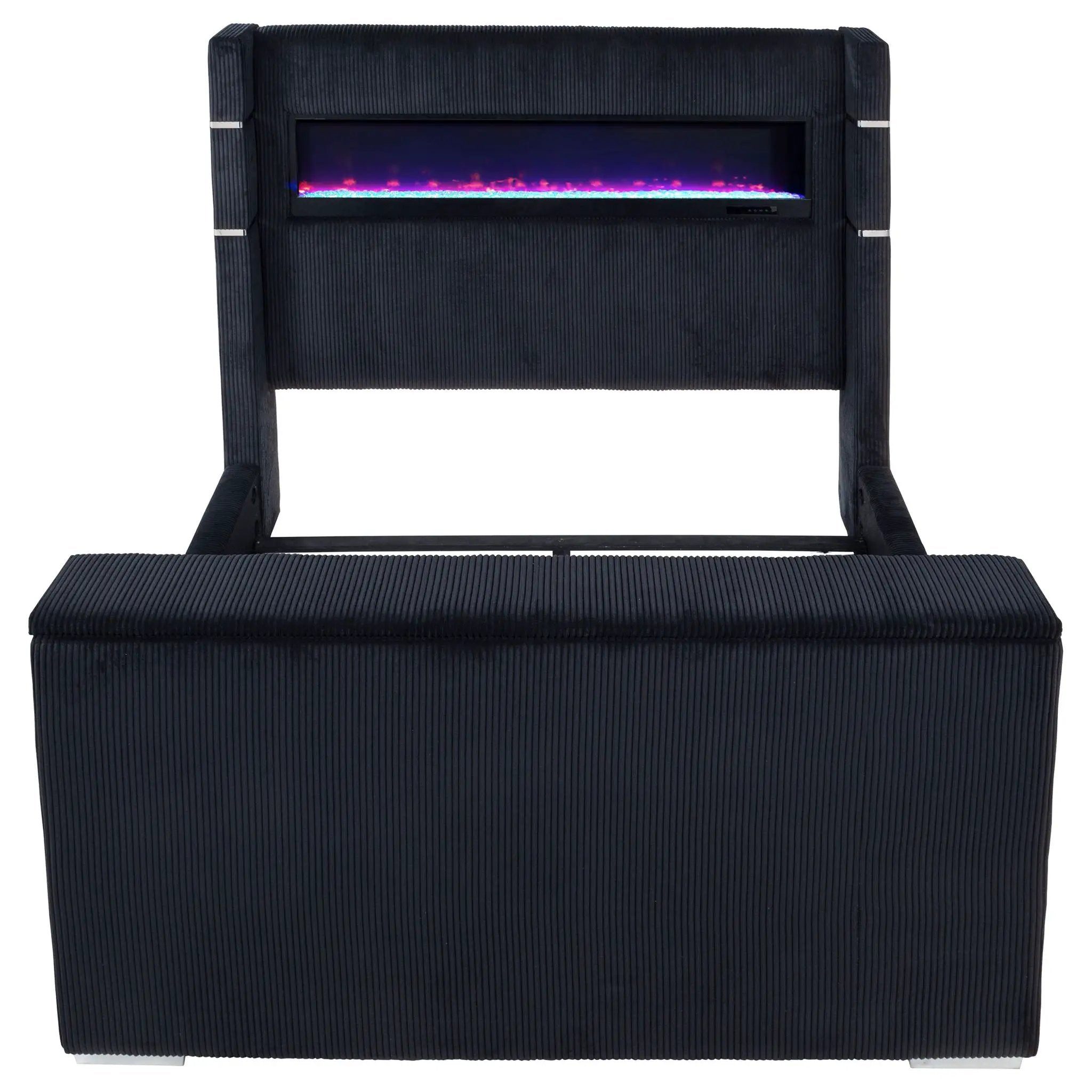 Tisdall Queen Flame Visualizer Wingback TV Bed Black by Unique Piece Furniture