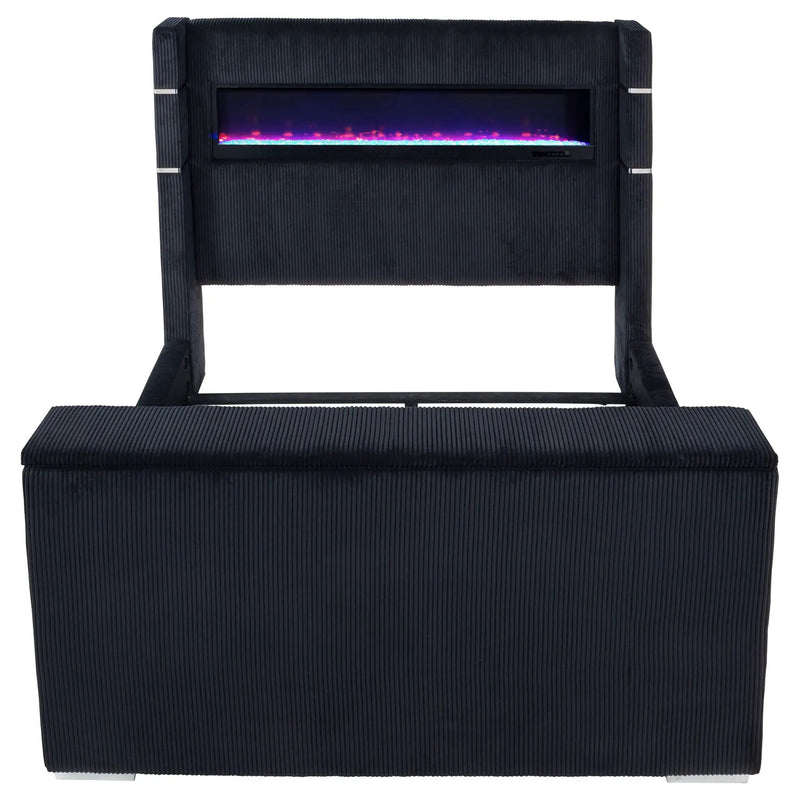 Tisdall Queen Flame Visualizer Wingback TV Bed Black by Unique Piece Furniture