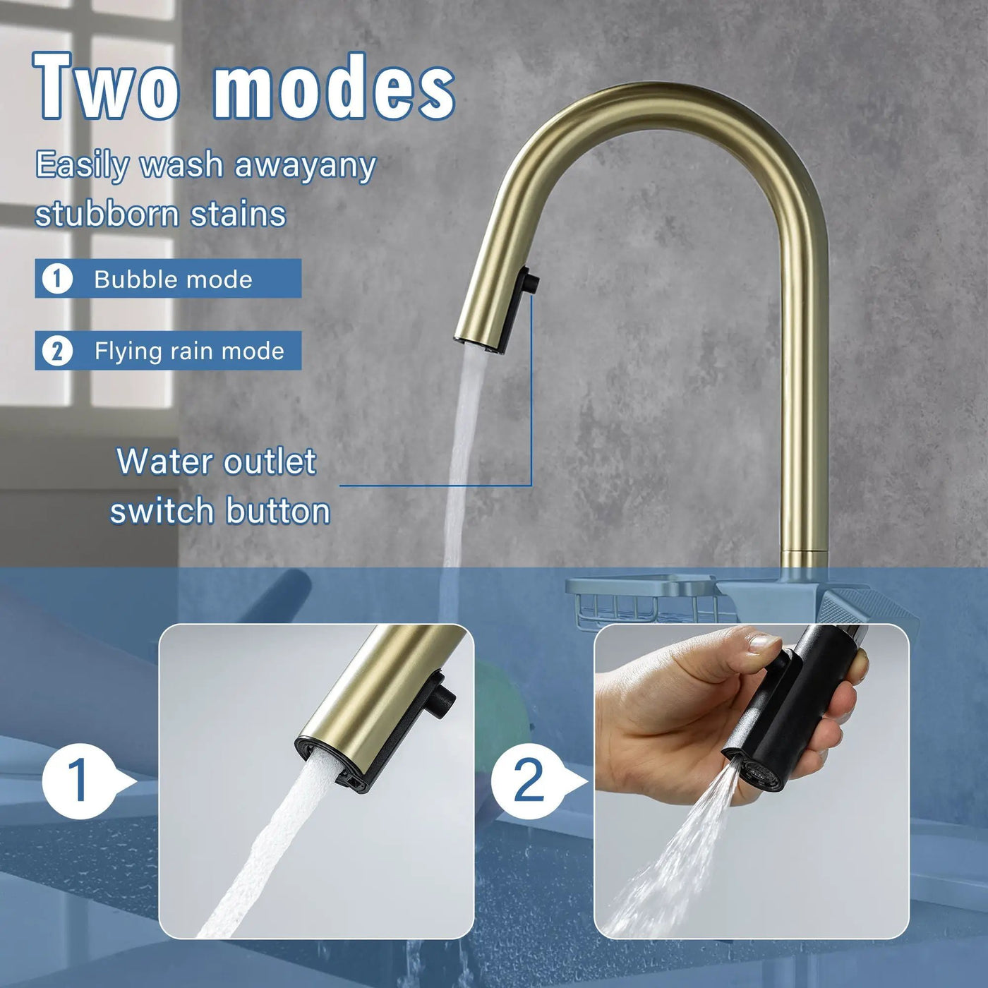 Cincosky - High Arc Pull Down Kitchen Faucet, Single Hole by HouseOfZazla