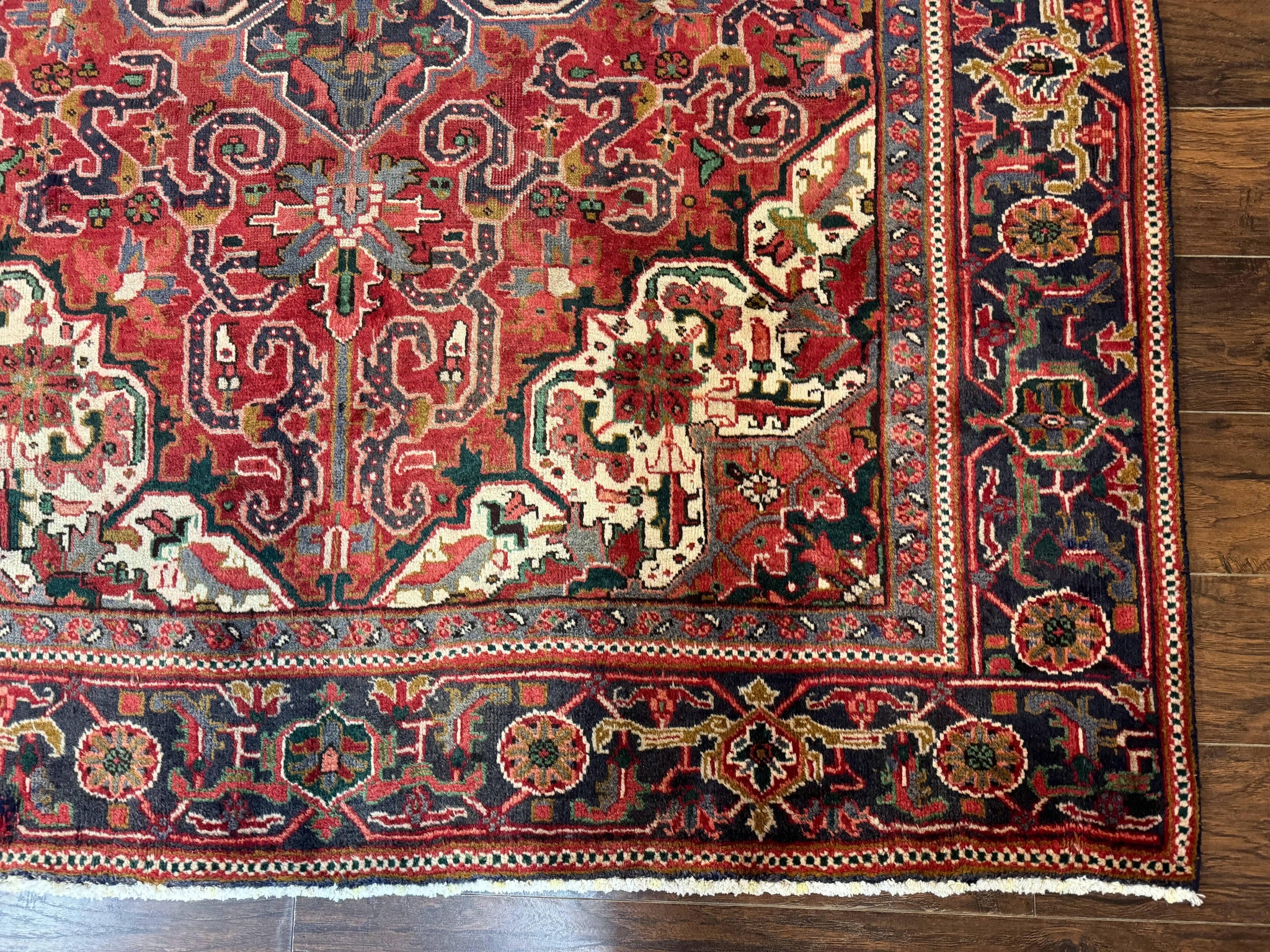 Persian Heriz Rug 6.6 x 9, Geometric Wool Persian Carpet by Jewel Rugs