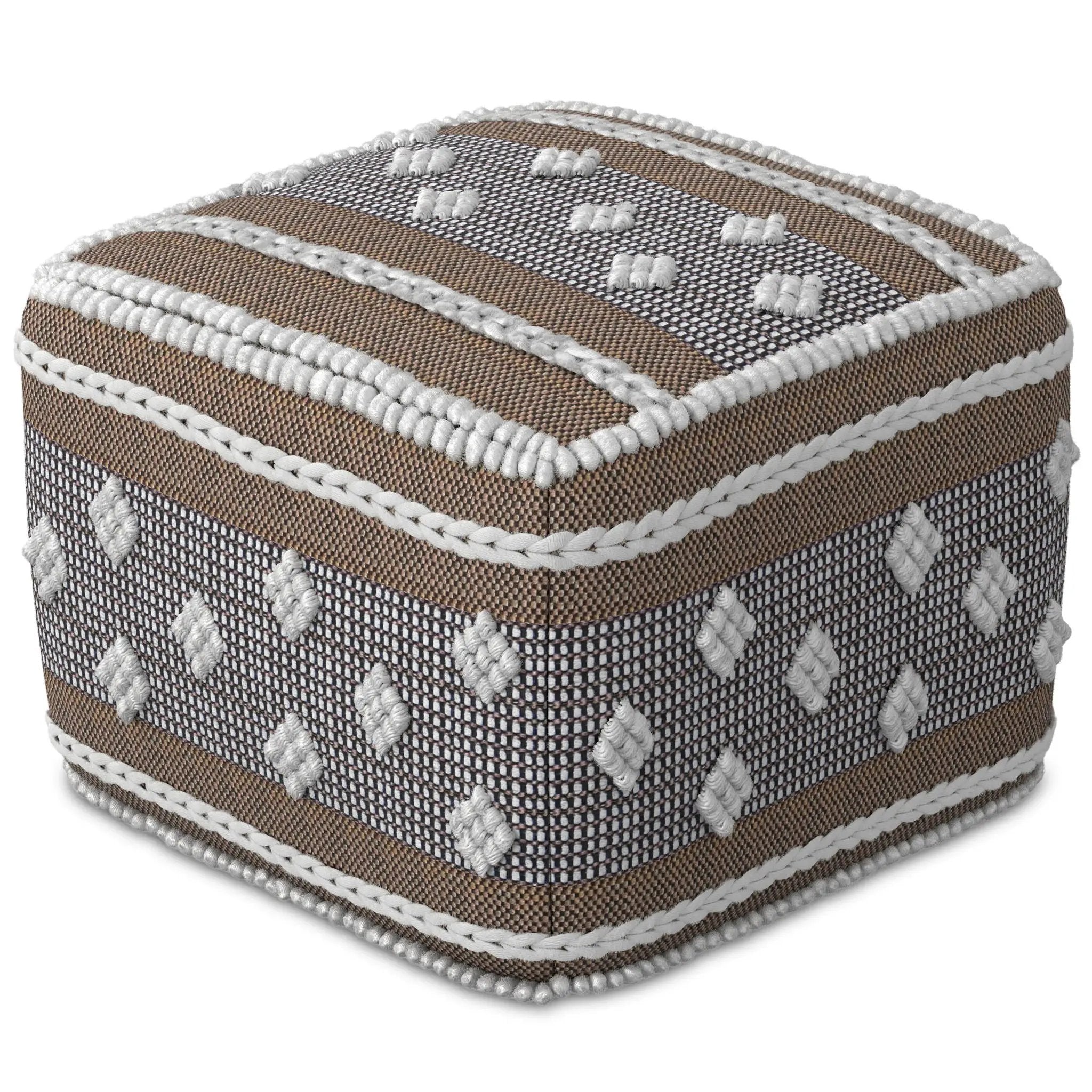 Mapleton - Outdoor / Indoor Pouf - Beige Gray / White by Unique Piece Furniture