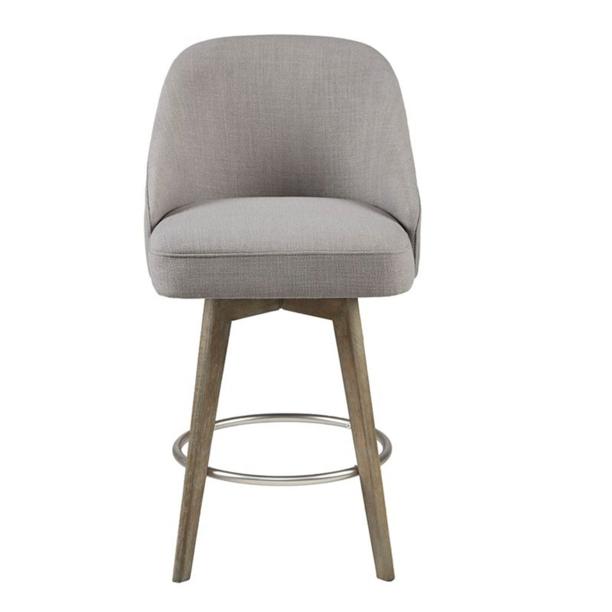 Counter Stool with Swivel Seat and Solid Wood Legs - Beige or Gray, photo 12 of 18