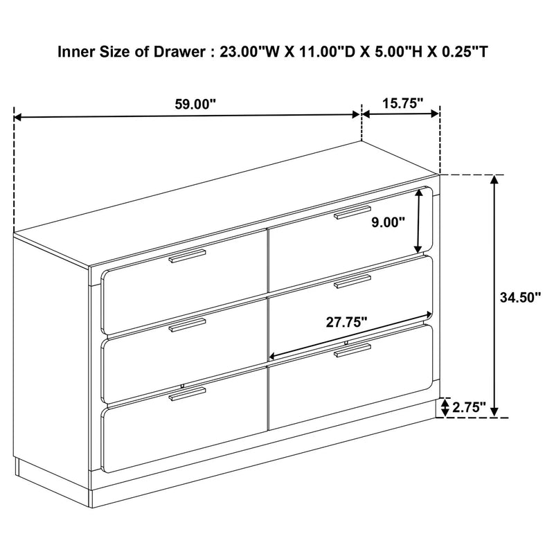 Sophia - 6 Drawer Dresser by HouseOfZazla