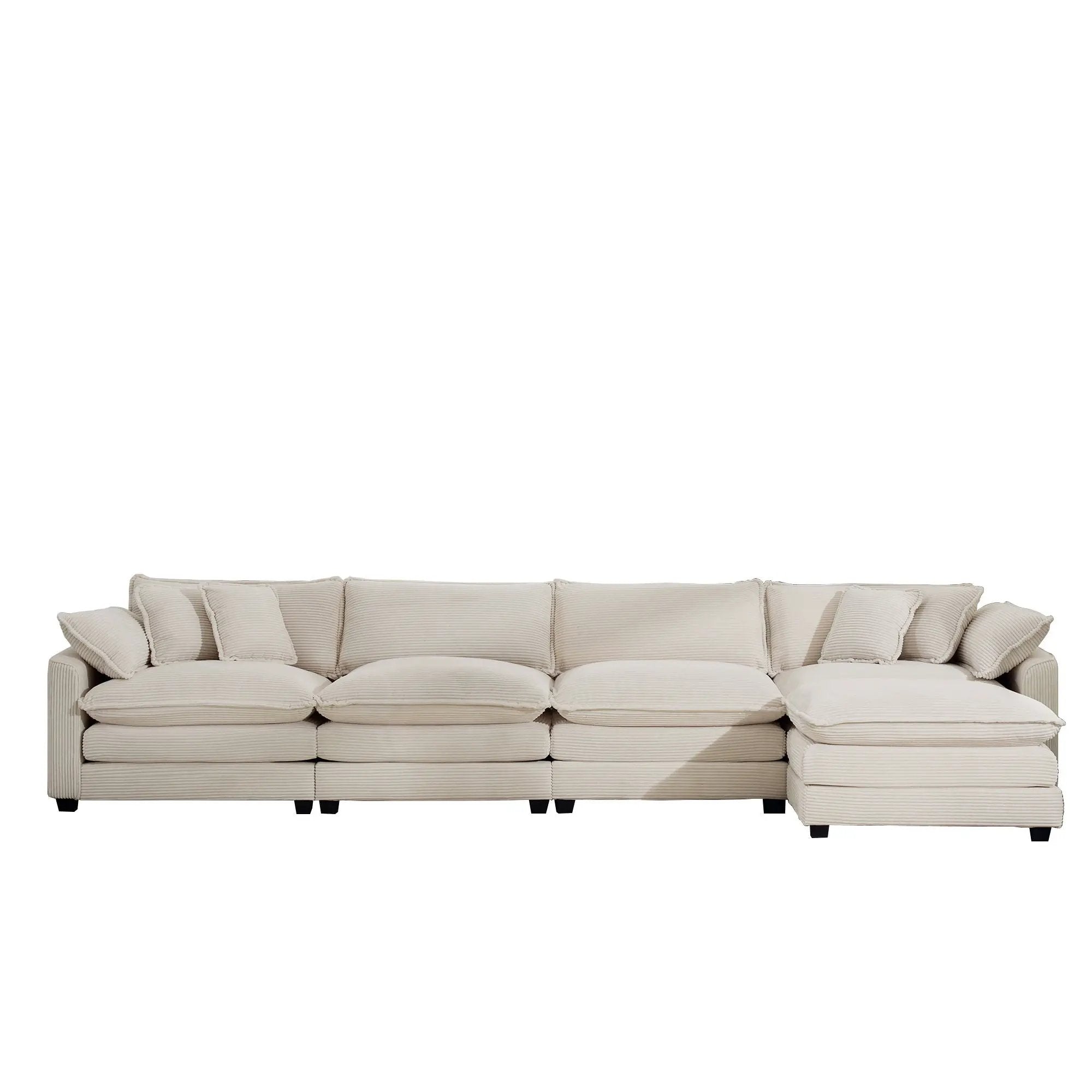 Modern Oversized Modular Cushion Sofa With Ottoman, Low Back, Deep Seating Sofa Set by Unique Piece Furniture