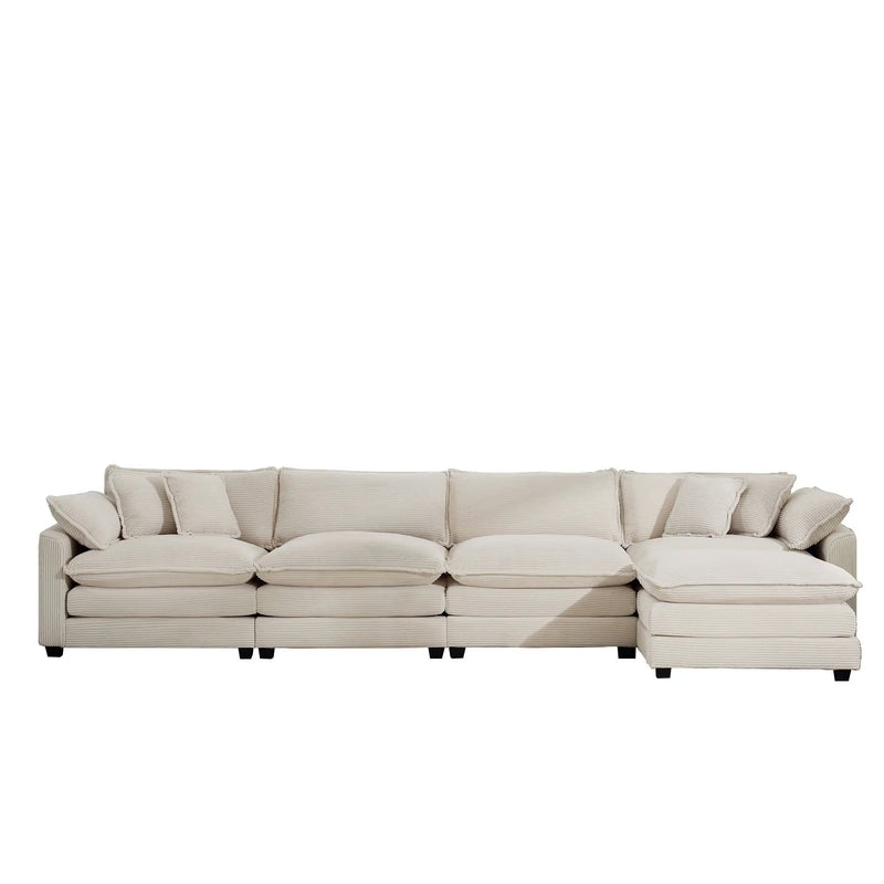 Modern Oversized Modular Cushion Sofa With Ottoman, Low Back, Deep Seating Sofa Set by Unique Piece Furniture