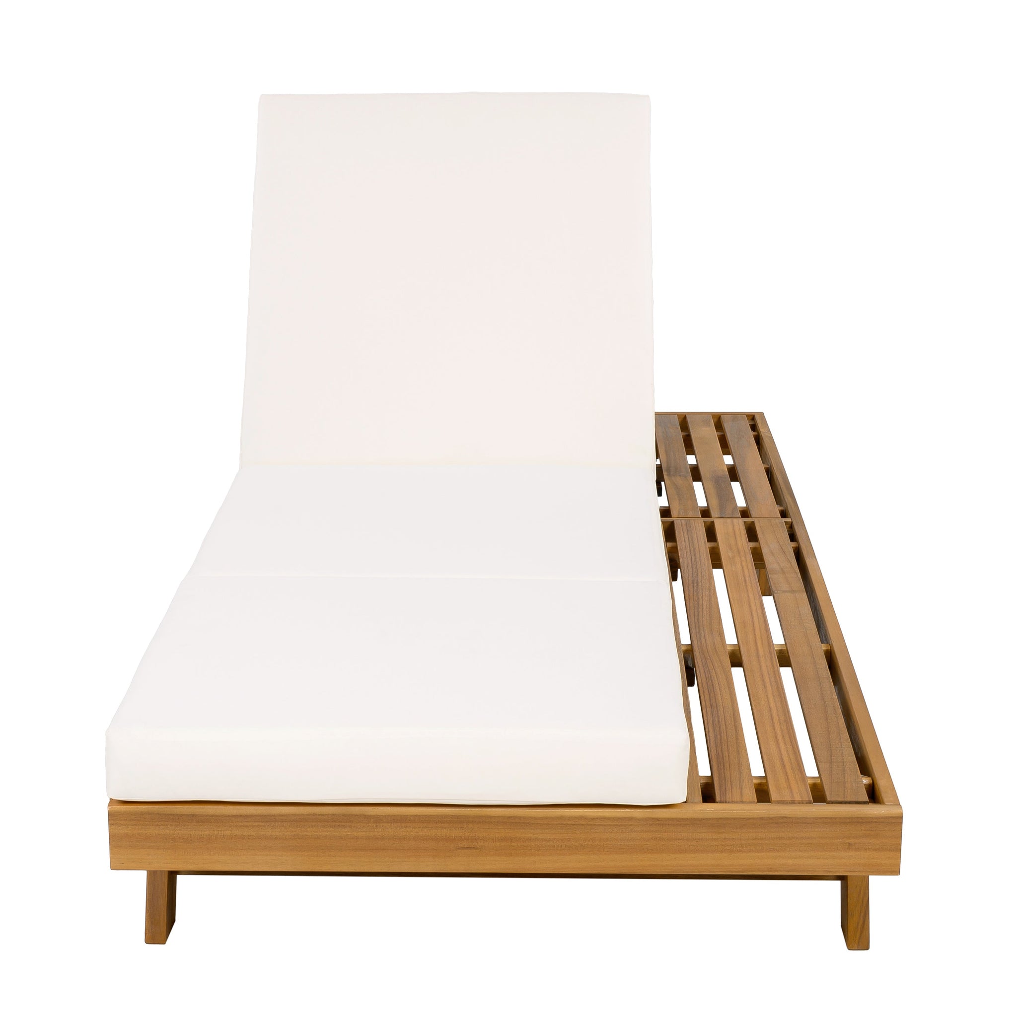 Lounge Chaise Set with Acacia Solid Wood and Cream Cushion by HouseOfZazla