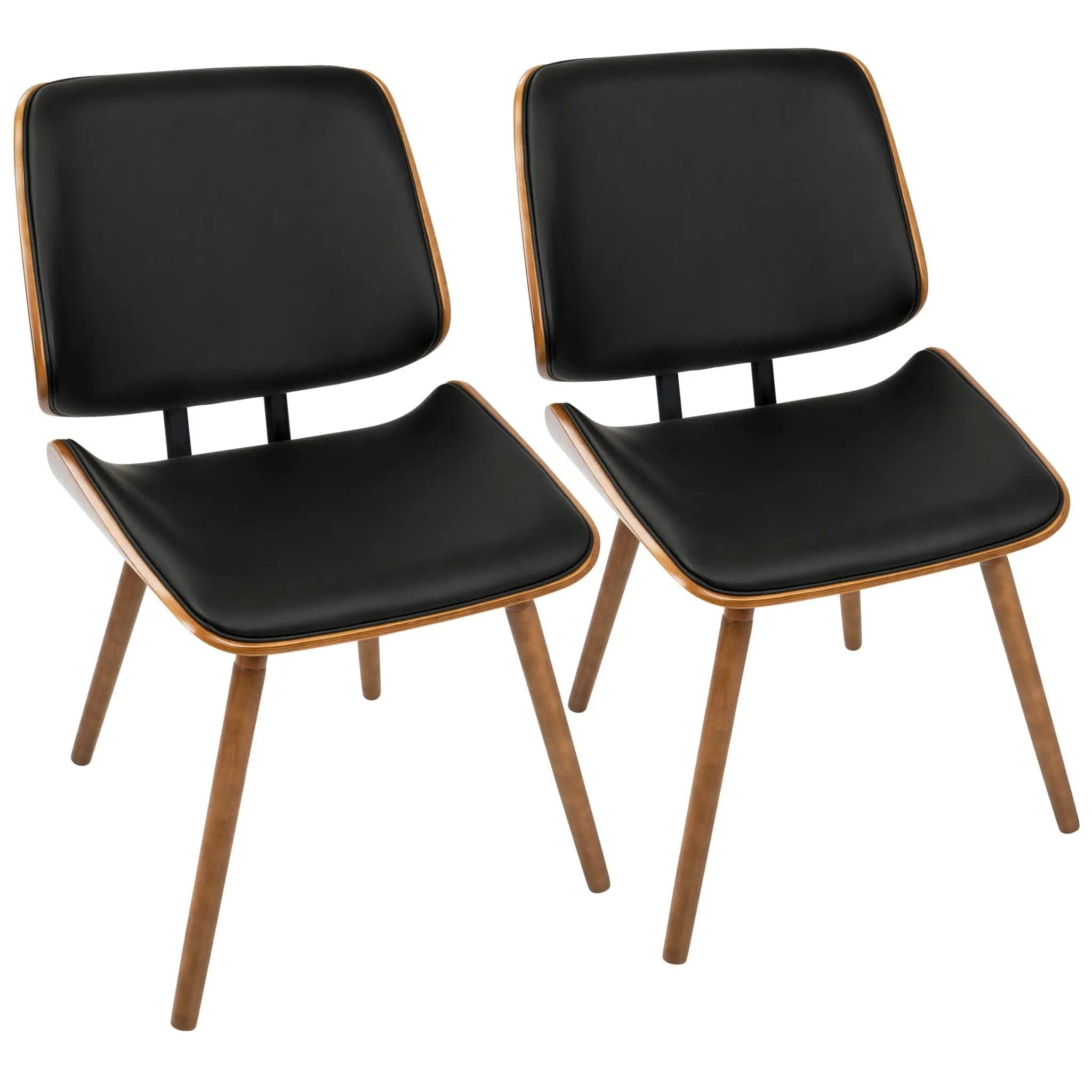 Lombardi - Mid-Century Modern Dining / Chair (Set of 2) - Walnut / Black by HouseOfZazla