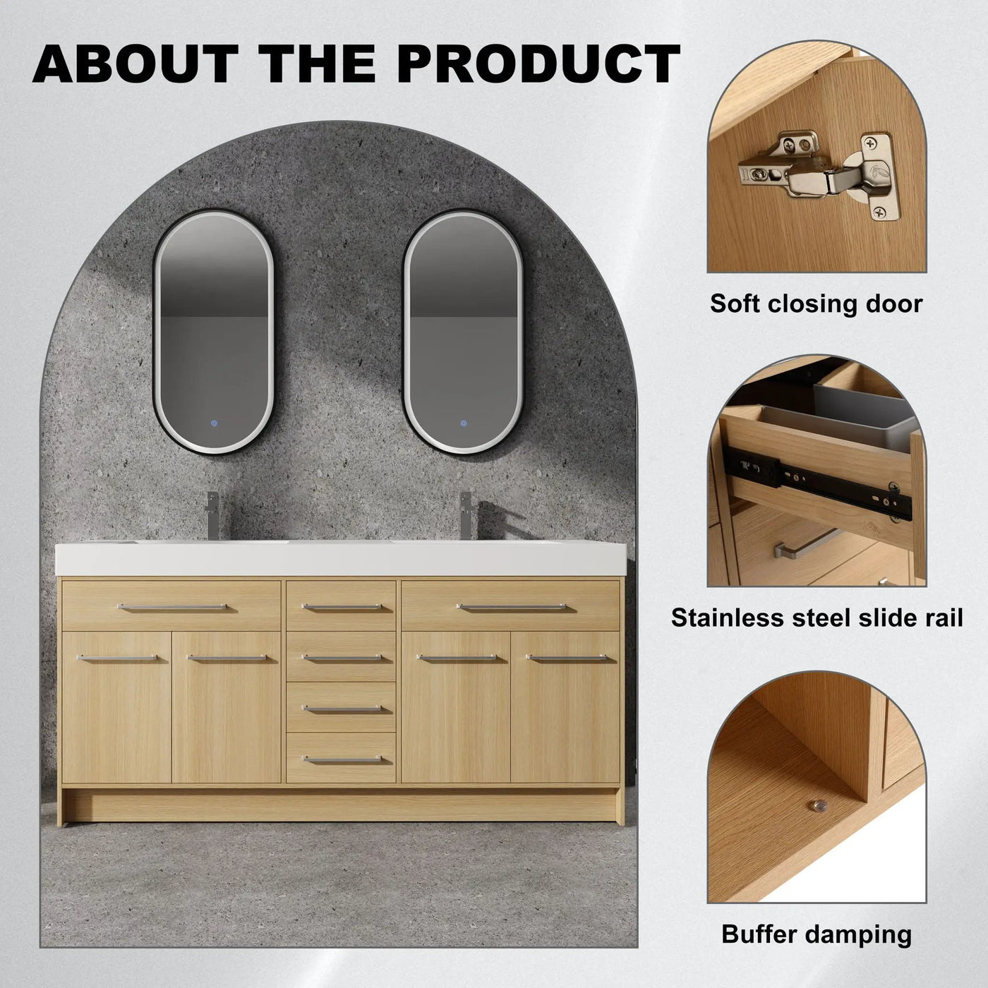 Freestanding Bathroom Vanity With Resin Sink, Soft-Closing Doors And Drawers by HouseOfZazla