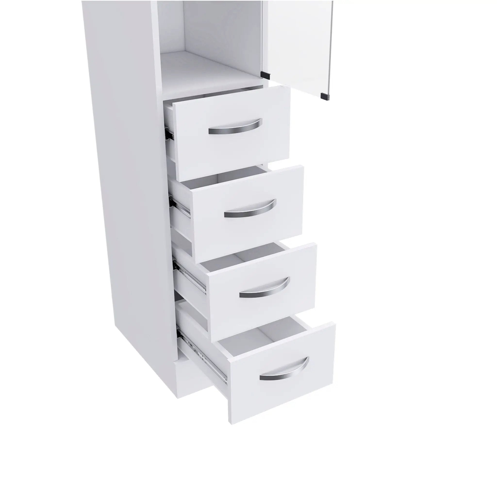 Linen Cabinet, 3 Shelves, 4 Drawers And Metal Handles - White by Unique Piece Furniture