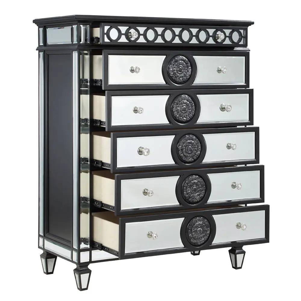 Varian II - Chest - Mirrored, Black & Sliver by Unique Piece Furniture
