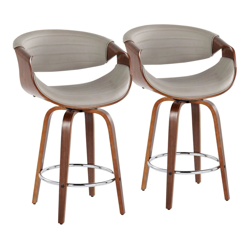 Symphony - Mid Century Modern Fixed Height Counter Stool & Swivel With Round Footrest (Set of 2) by HouseOfZazla
