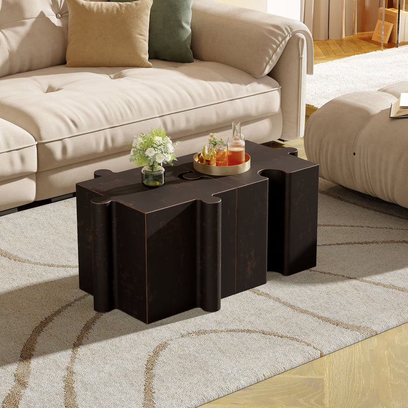 Puzzle Art Side Table, Modular Concave Edge MGO Table by HouseOfZazla