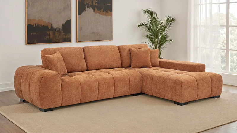 Octavia Upholstered Sectional Chaise Sofa Orange by Unique Piece Furniture