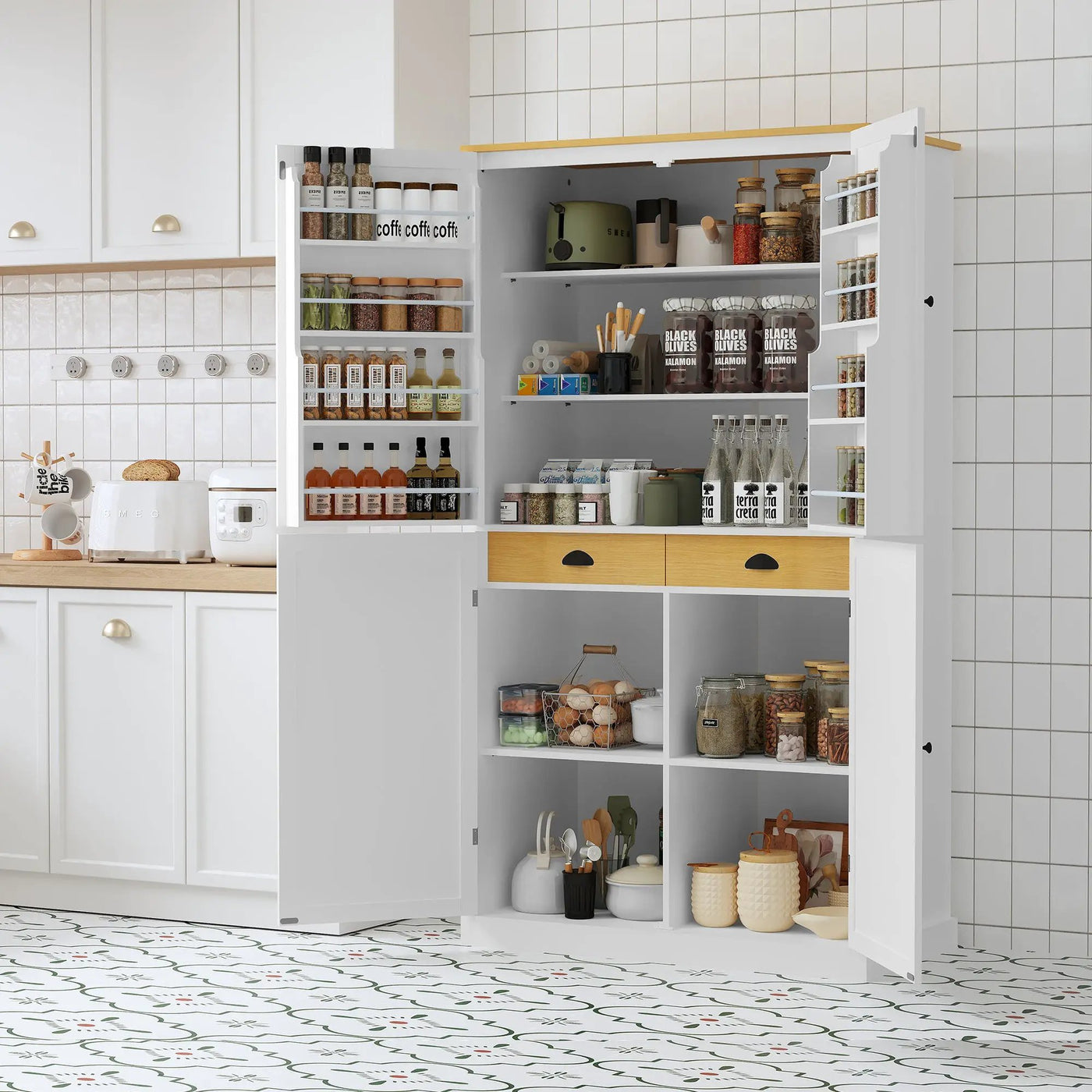 TOPMAX Large Freestanding Kitchen Pantry Storage Cabinet by HouseOfZazla