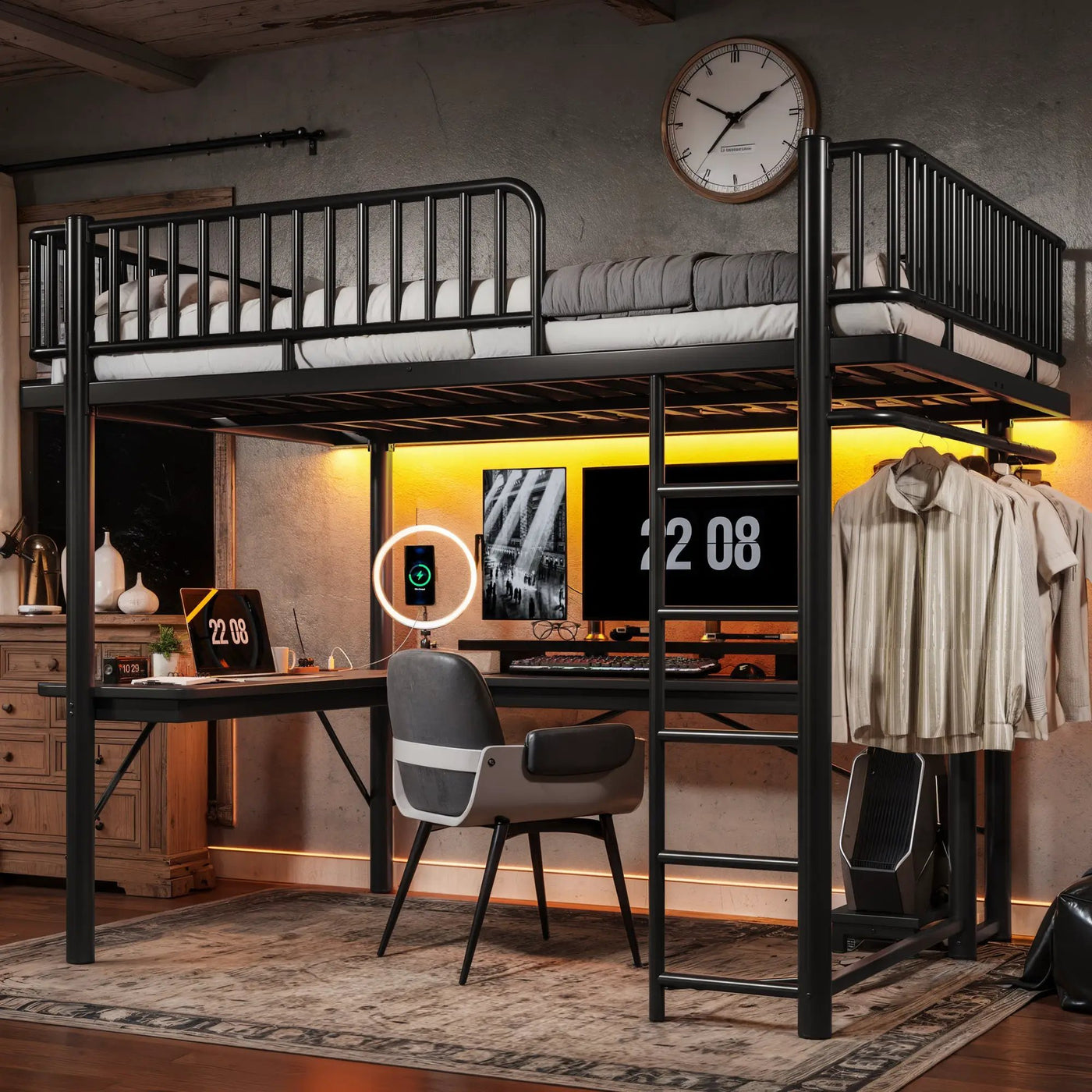 Queen Loft Bed with L-Shaped Desk by HouseOfZazla