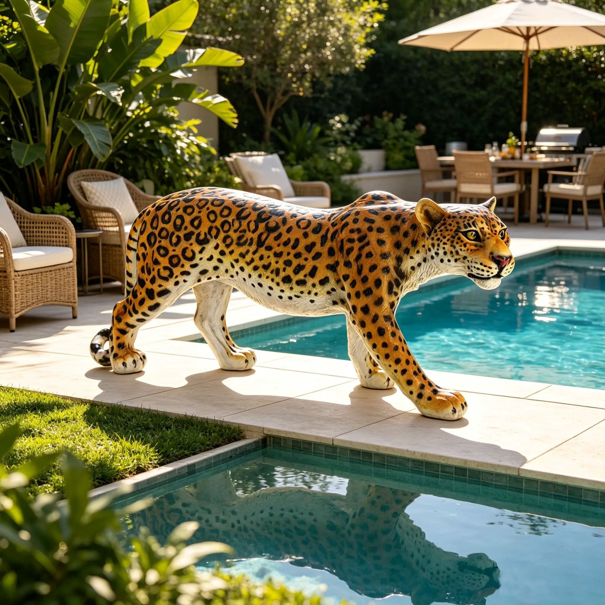 Realistic Leopard Garden Statue by HouseOfZazla