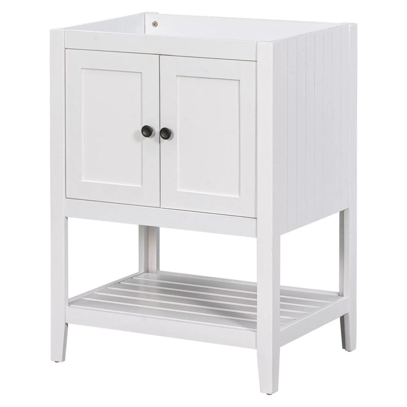 Bathroom Vanity Base Only, Soild Wood Frame, Bathroom Storage Cabinet With Doors And Open Shelf by HouseOfZazla
