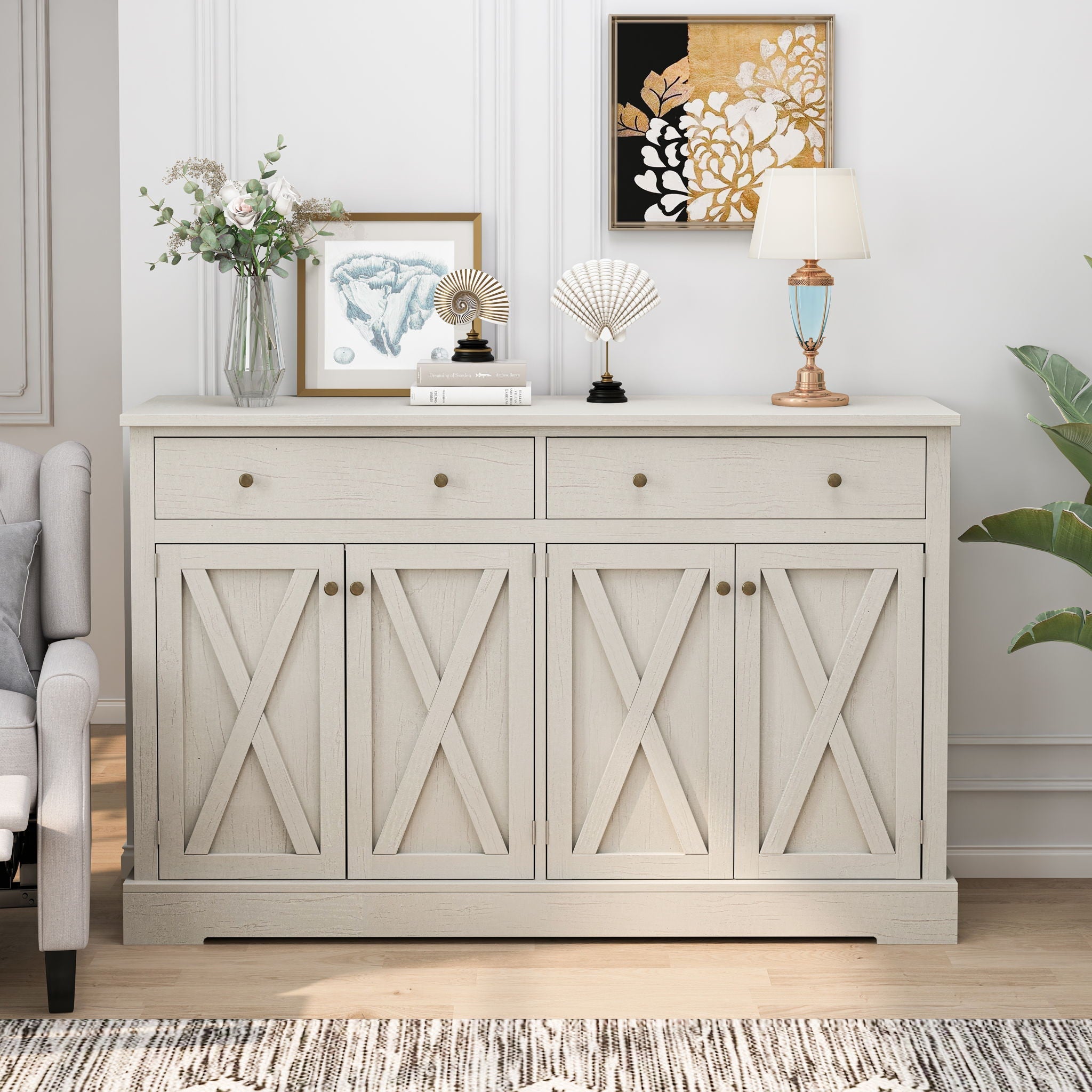 Vintage Sideboard With 2 Drawers And Four Doors For Living Room by HouseOfZazla