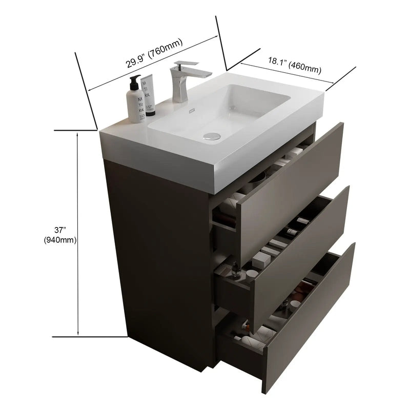 Alice - Bathroom Vanity With Sink, Large Storage Freestanding Bathroom Vanity For Modern Bathroom, One-Piece Sink Basin Without Drain And Faucet by Unique Piece Furniture