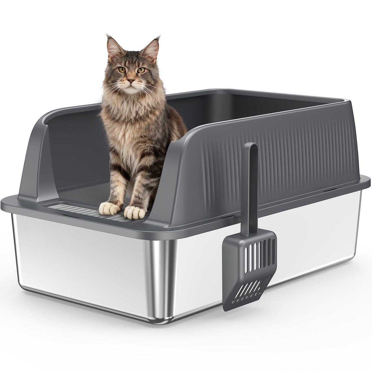 Stainless Steel Cat Litter Box with Easy Clean Surface - Silver, photo 2 of 9