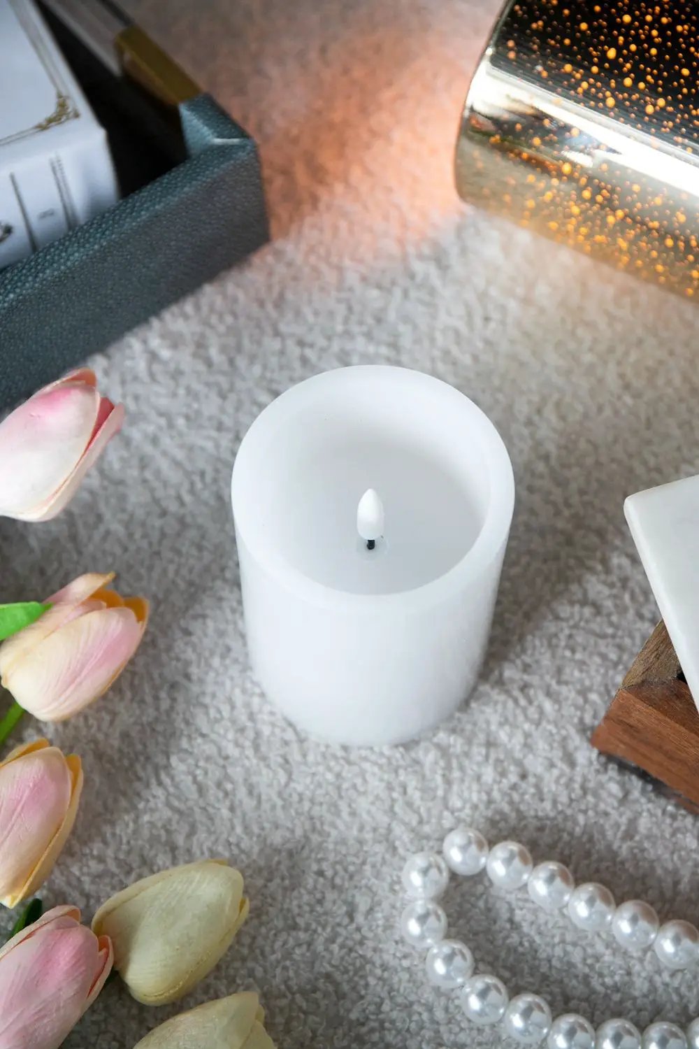 LED Candles With Remote Timer (Set of 3) - White by Unique Piece Furniture