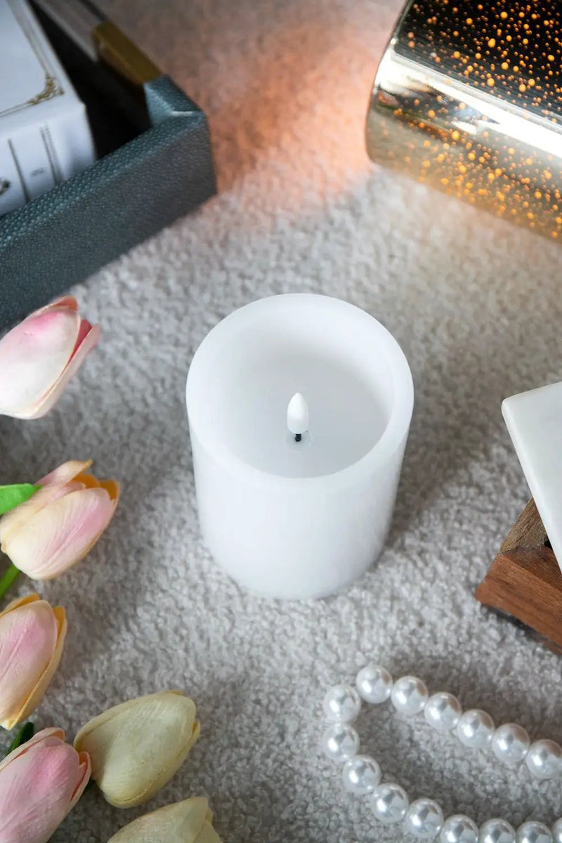 LED Candles With Remote Timer (Set of 3) - White by Unique Piece Furniture