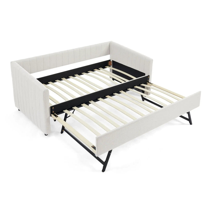 Upholstered Daybed With Trundle With Vertical Stripes by HouseOfZazla