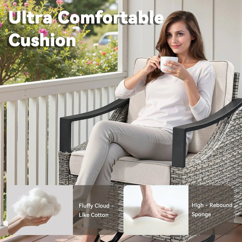 3-Piece Outdoor Conversation Set with Swivel Rocking Chairs by HouseOfZazla