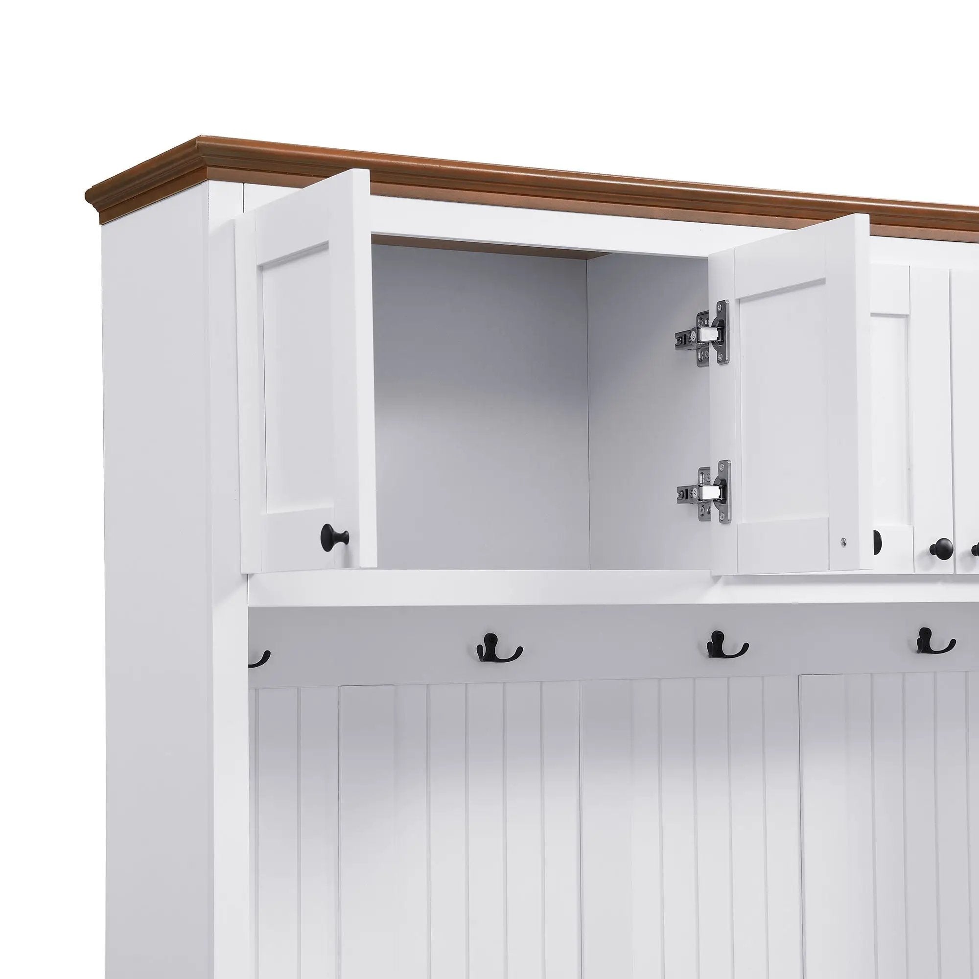Entryway Hall Tree With Storage Bench, Coat Rack Shoe Bench With Cabinets by HouseOfZazla