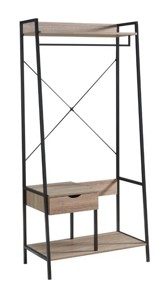 Metal Clothes Rack Open Wardrobe Free Standing With One Drawer Hanging Clothes Rod by HouseOfZazla