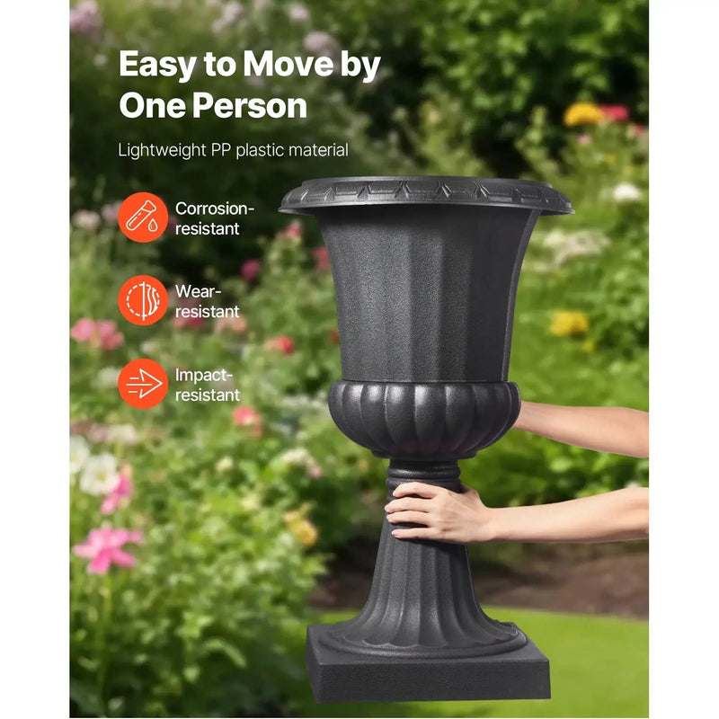 Plastic Urn Planters, 15.8 x 26.4 Inch, 2 Pack by HouseOfZazla