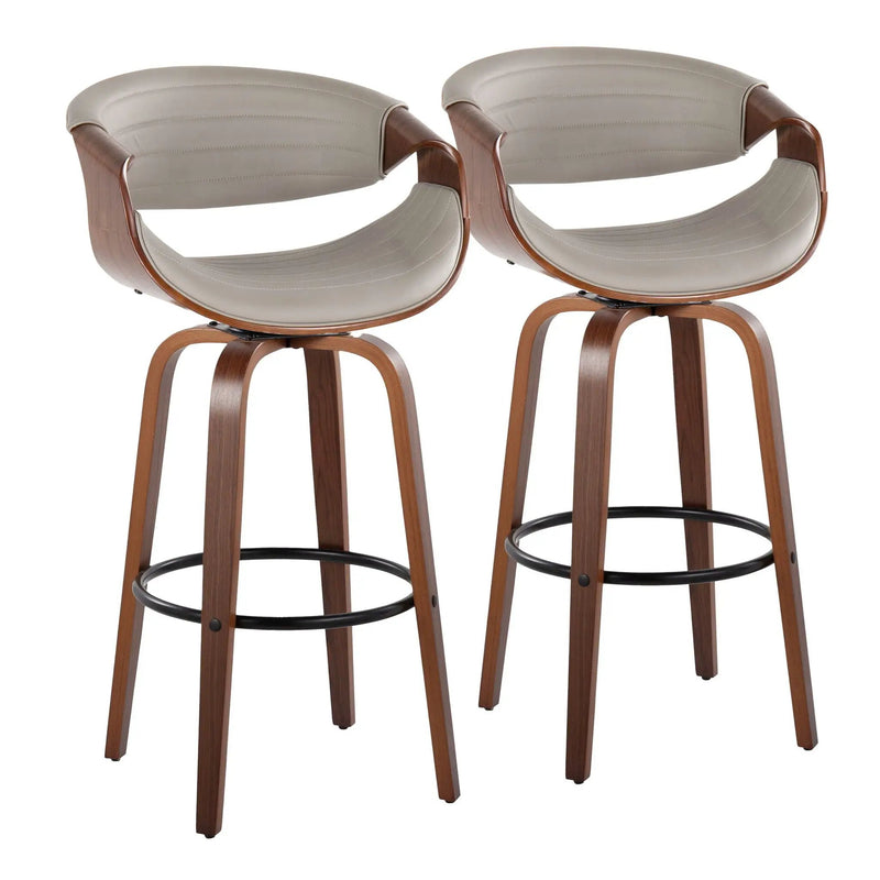 Symphony - Mid Century Modern Fixed Height Barstool With Swivel With Round Footrest (Set of 2) by Unique Piece Furniture