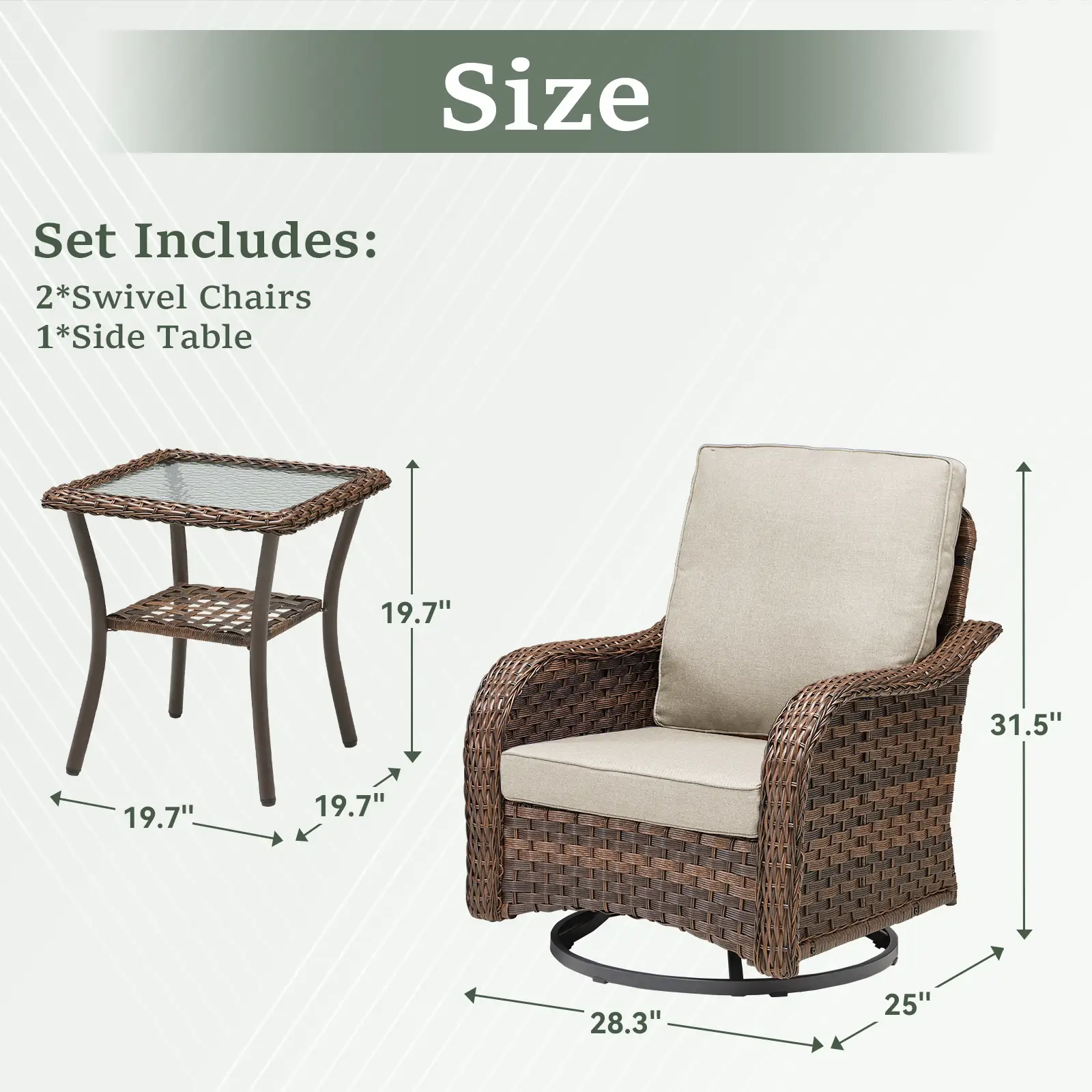 3 Pieces Outdoor Furniture Set, Outdoor Swivel Gliders Rocker by HouseOfZazla