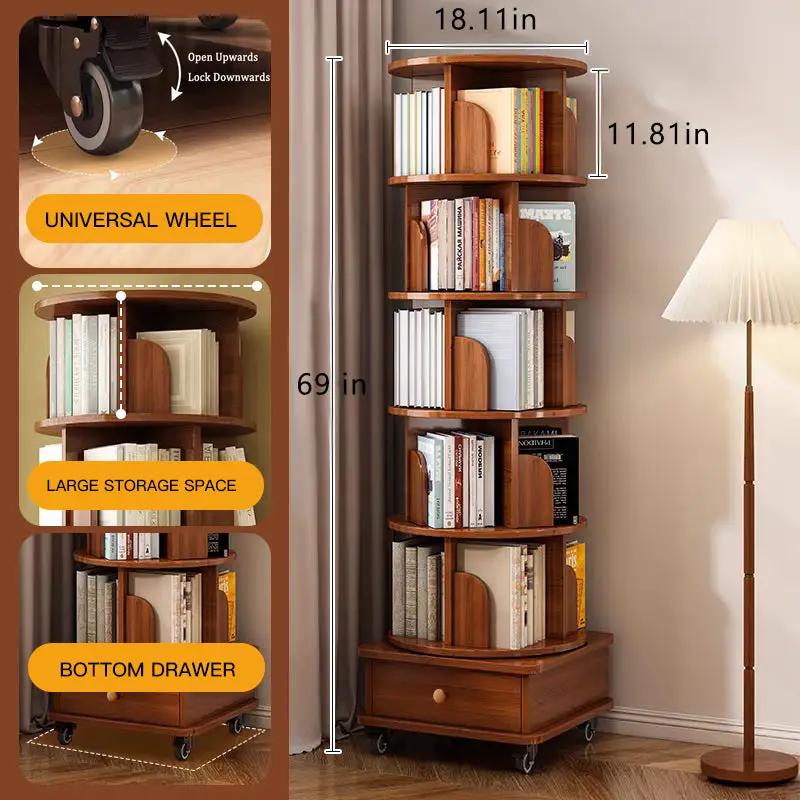 Upgraded Rotating Bookshelf - 360 Display Corner Bookcase by HouseOfZazla